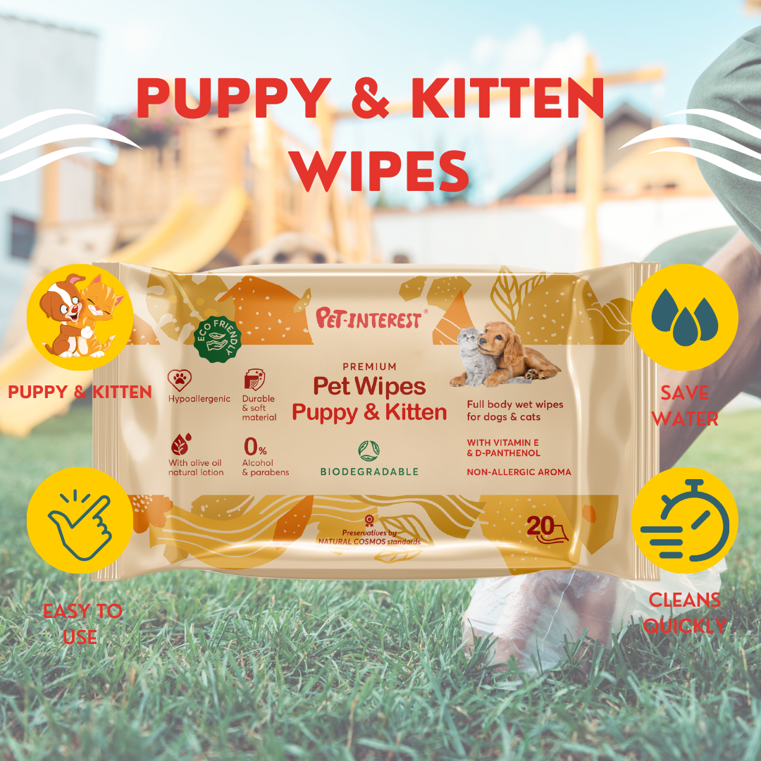 Biodegradable Pet Wipes (Puppy & Kitten)- For Dogs & Cats (pack of 8)