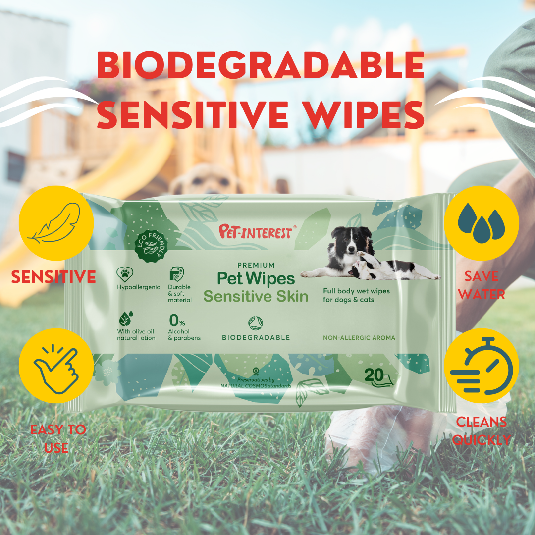 Biodegradable Pet Wipes (Sensitive skin)- For Dogs & Cats (pack of 8)